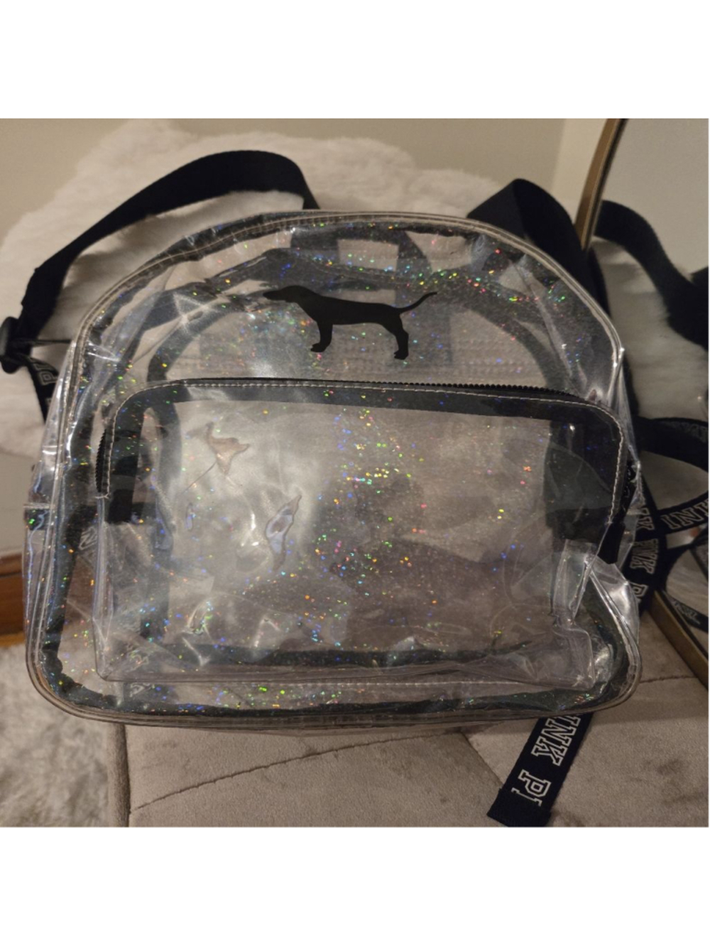 Women's PINK Clear Glitter Mini Backpack One Size